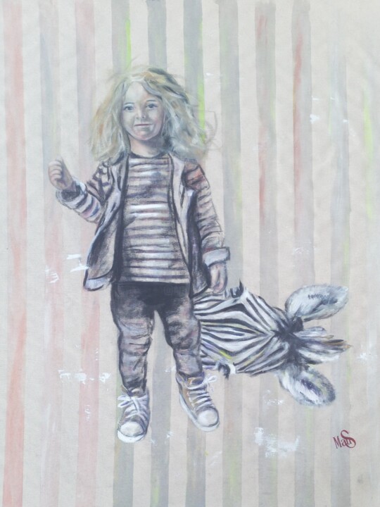 Картина под названием "By the stripe 2" - Mauricias, Подлинное произведение искусства, Масло