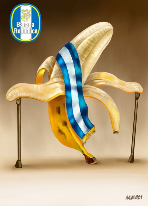 Digital Arts titled "Banana President" by Mauricio Jose Miranda, Original Artwork, Digital Painting