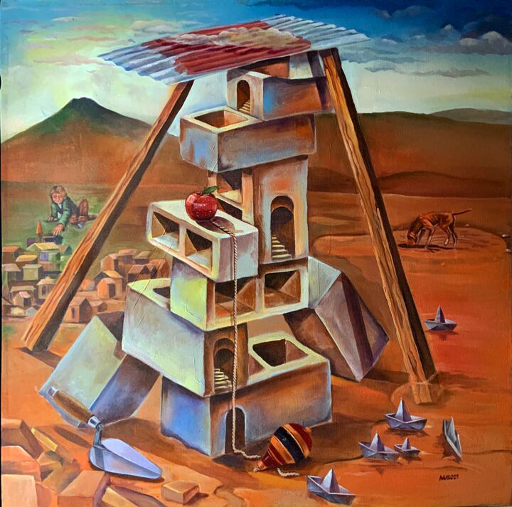 Painting titled "Babel" by Mauricio Jose Miranda, Original Artwork, Acrylic