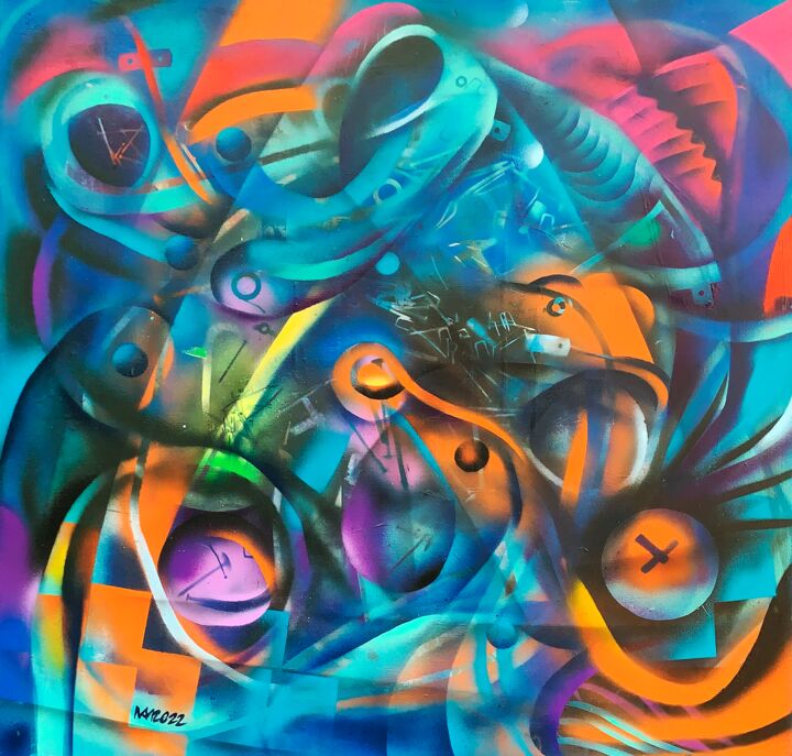 Schilderij getiteld "Sea" door Mauricio Jose Miranda, Origineel Kunstwerk, Graffiti