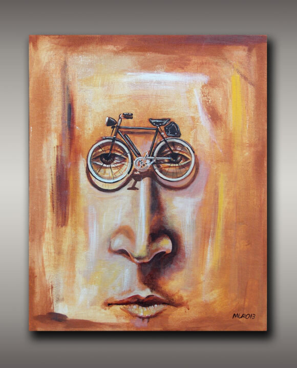 Painting titled "Lennonbike" by Mauricio Jose Miranda, Original Artwork, Acrylic