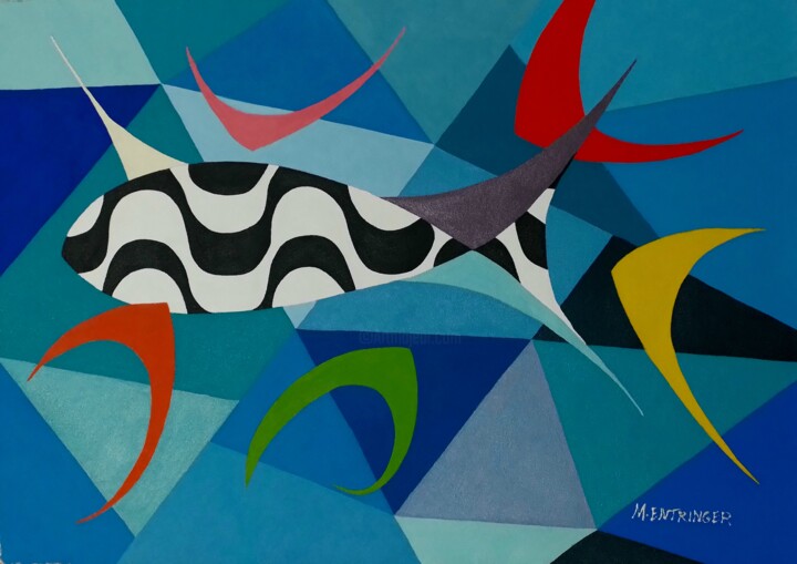 Painting titled "Copacabana Waves" by Maurício Magalhães Entringer, Original Artwork, Acrylic