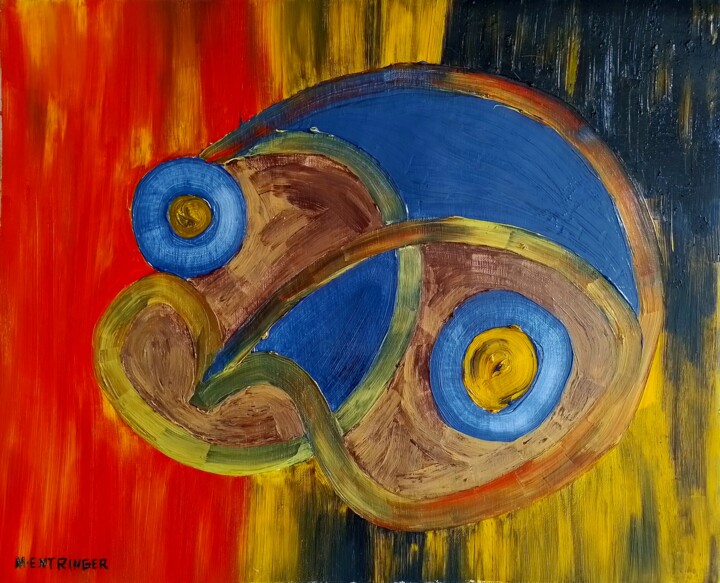 Painting titled "Two Suns" by Maurício Magalhães Entringer, Original Artwork, Oil