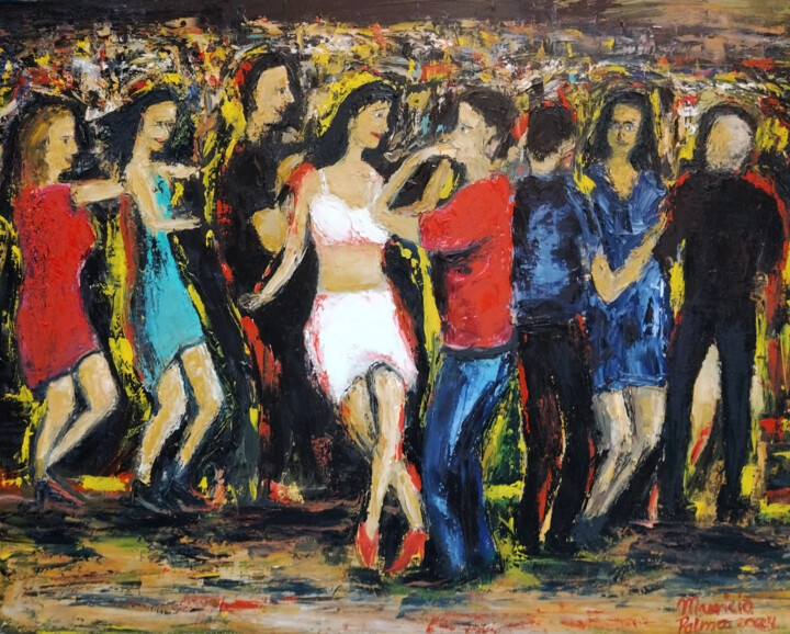 Painting titled "Fiesta Latina" by Mauricio Palma, Original Artwork, Oil