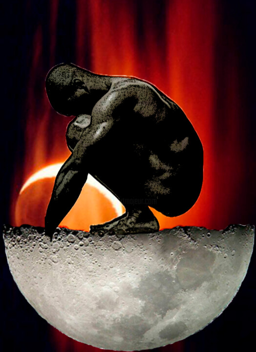 Digital Arts titled "Esperando en la luna" by Mauricio Rosenzvaig, Original Artwork, Photo Montage