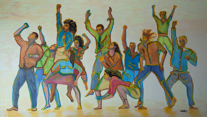Painting titled "Contemporary dance…" by Mauricio Galarza Madrid, Original Artwork, Oil