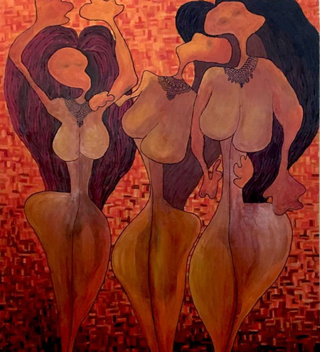 Painting titled "Drunks." by Mauricio Galarza Madrid, Original Artwork, Oil