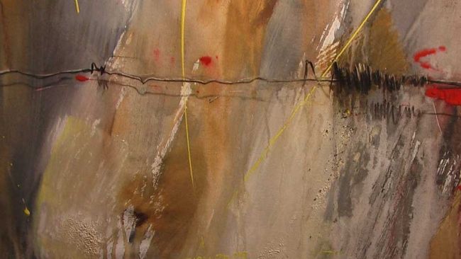 Painting titled "Alámbrica ll" by Mauricio Guerra Quezada, Original Art, Oil