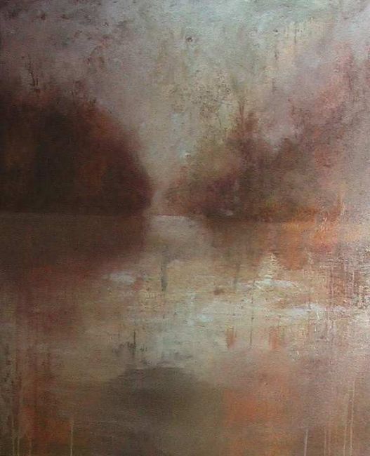 Painting titled "Reflejos en el agua" by Mauricio Guerra Quezada, Original Art, Oil