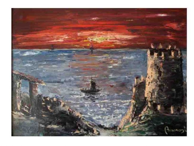 Painting titled "rocca sul mare" by Maurizio Amorosi, Original Artwork