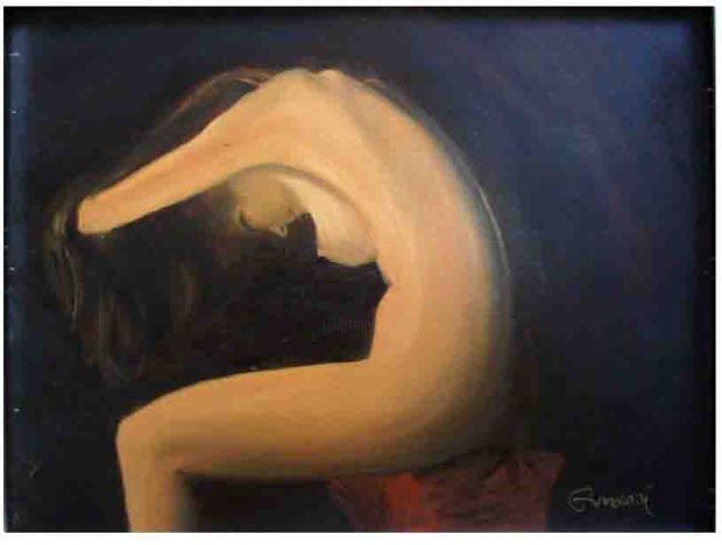 Painting titled "ragazza nuda" by Maurizio Amorosi, Original Artwork