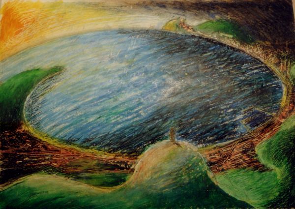 Картина под названием "Il golfo di Gaeta" - Maurizio Aprea, Подлинное произведение искусства, Пастель