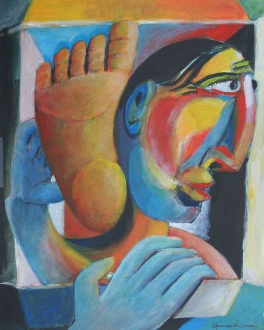 Painting titled "il contorsionista" by Maurizio Aprea, Original Artwork, Acrylic
