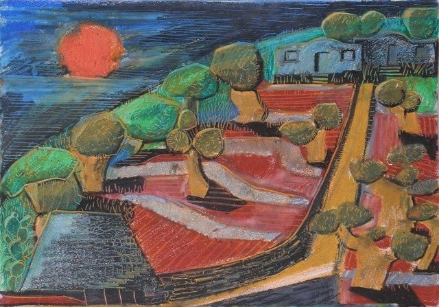 Painting titled "Notte in Puglia" by Maurizio Aprea, Original Artwork, Pastel