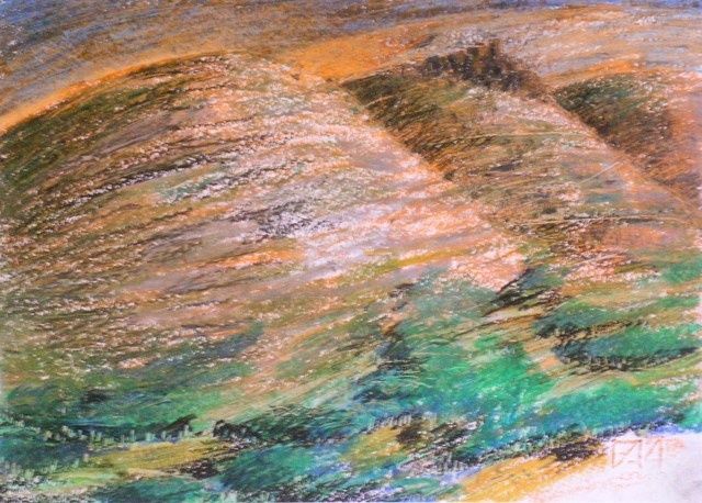 Pittura intitolato "Paesaggio autostrad…" da Maurizio Aprea, Opera d'arte originale, Pastello