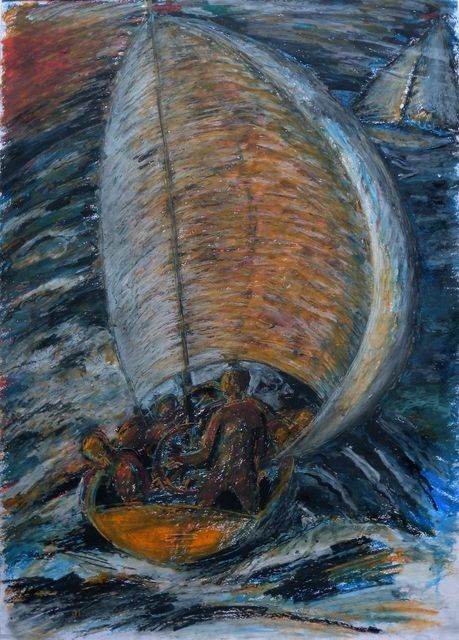 Pittura intitolato "l'inseguimento" da Maurizio Aprea, Opera d'arte originale, Pastello