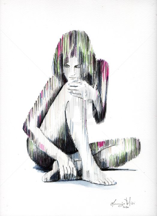 「Gladiolus」というタイトルの描画 Maurizio Puglisiによって, オリジナルのアートワーク, ジェルペン