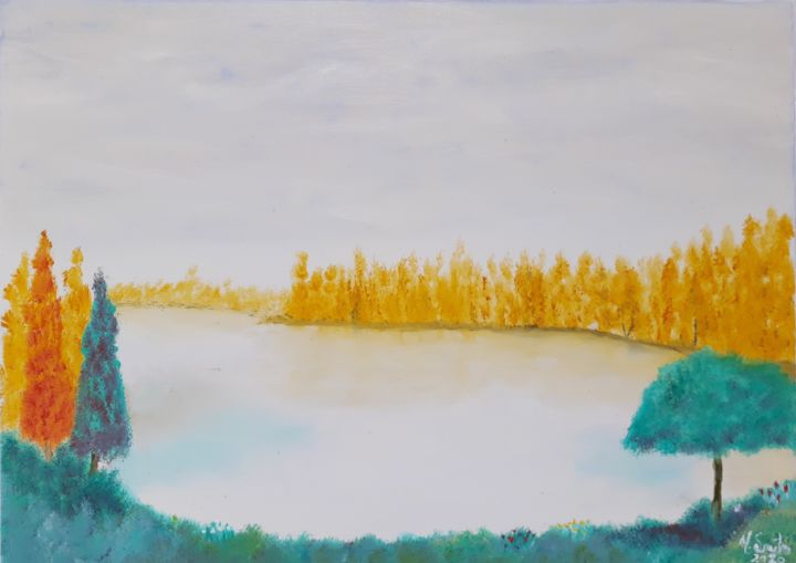 Pittura intitolato "Just Landscape" da Mauro Santos, Opera d'arte originale, Olio