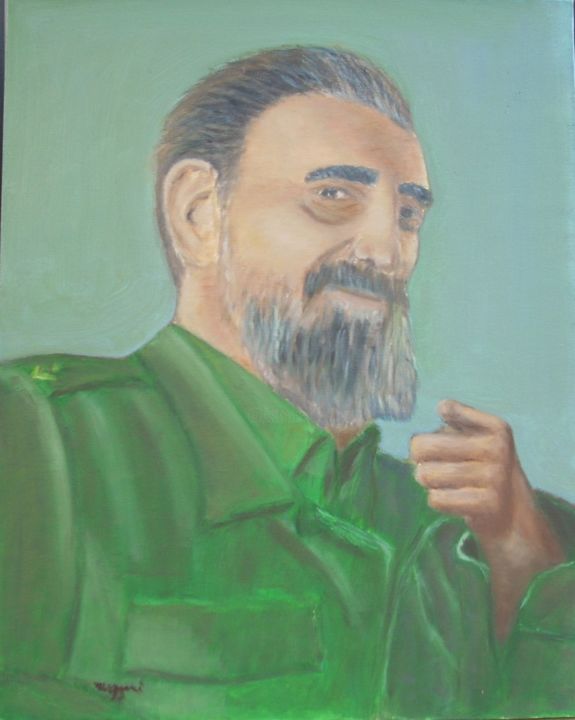 Pittura intitolato "Fidel" da Mauro Ruggeri, Opera d'arte originale, Olio