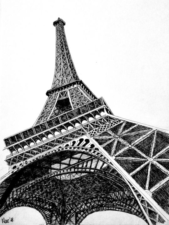 Drawing titled "la-tour.jpeg" by Artkimau, Original Artwork, Ink