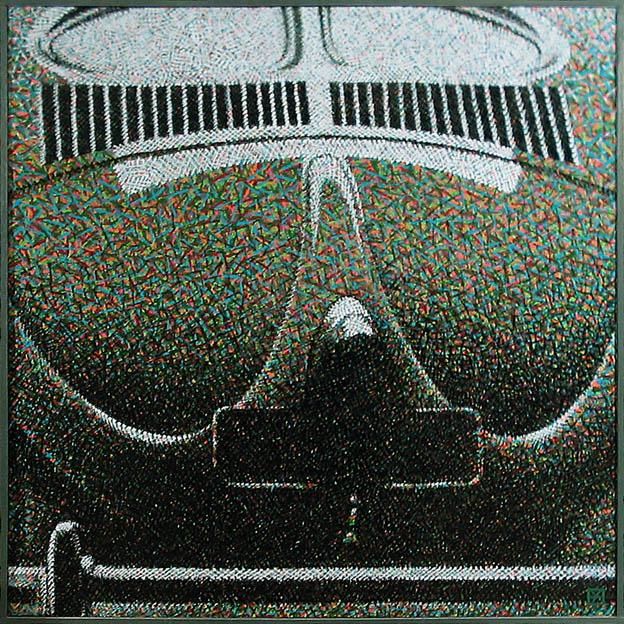 Painting titled "Fusca Verde" by Mauro Soares, Original Artwork, Oil