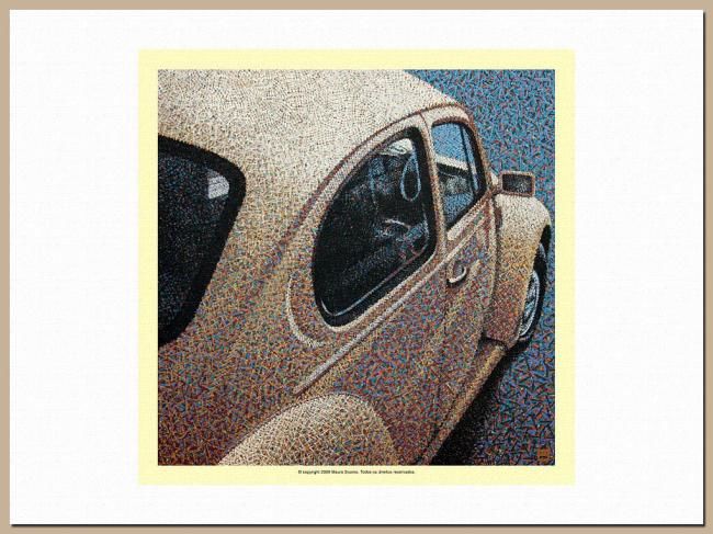 Painting titled "Fusca Amarelo" by Mauro Soares, Original Artwork, Oil