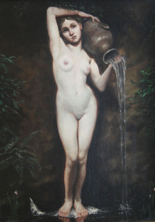 Painting titled "LA FUENTE" by Rene Martinez Valadez, Original Artwork, Oil