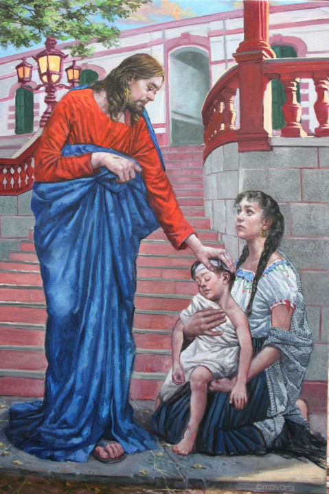 Painting titled "Jesús Doctor" by Rene Martinez Valadez, Original Artwork, Oil