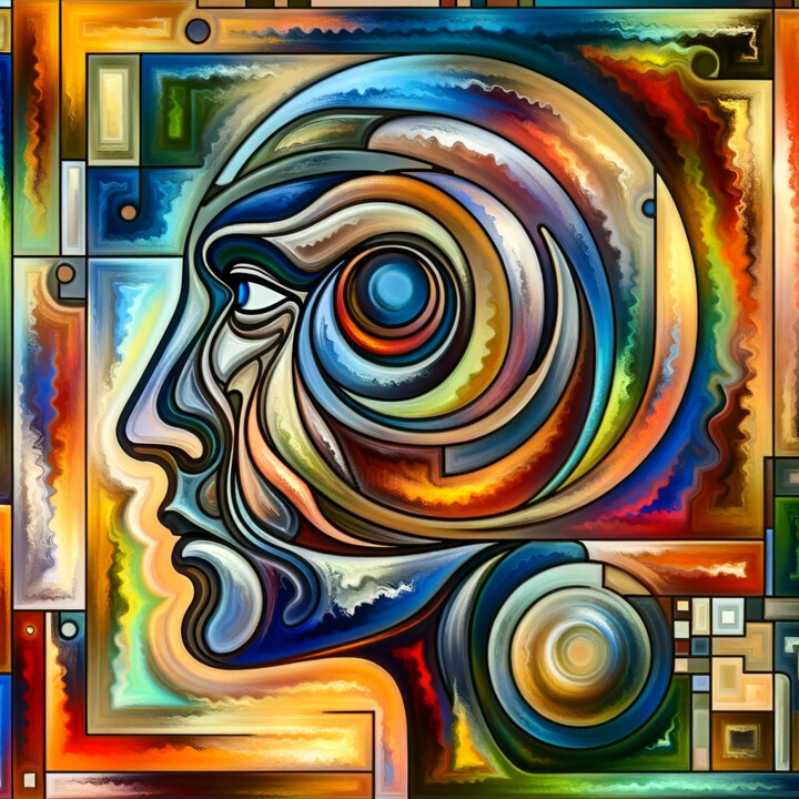 Digitale Kunst mit dem Titel "The thinking" von Mavic, Original-Kunstwerk, KI-generiertes Bild