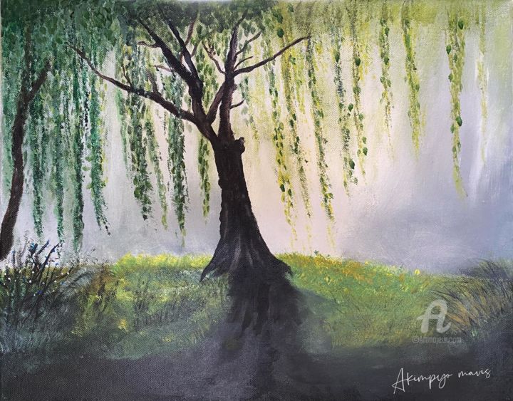 Painting titled "forest" by Mavis Akimoto, Original Artwork, Acrylic