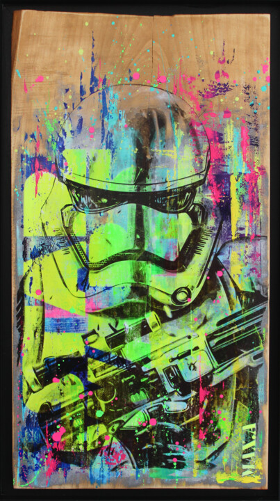 Painting titled "stormtrooper 2023" by Max Andriot, Original Artwork, Acrylic Mounted on Wood Stretcher frame