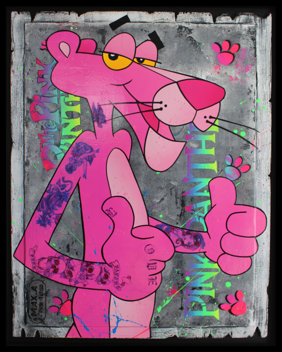 Malerei mit dem Titel "pink tatoo" von Max Andriot, Original-Kunstwerk, Acryl Auf Keilrahmen aus Holz montiert