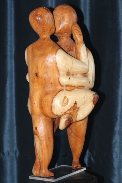 Sculpture intitulée "Attirance mutuelle" par Max Bernard, Œuvre d'art originale, Bois