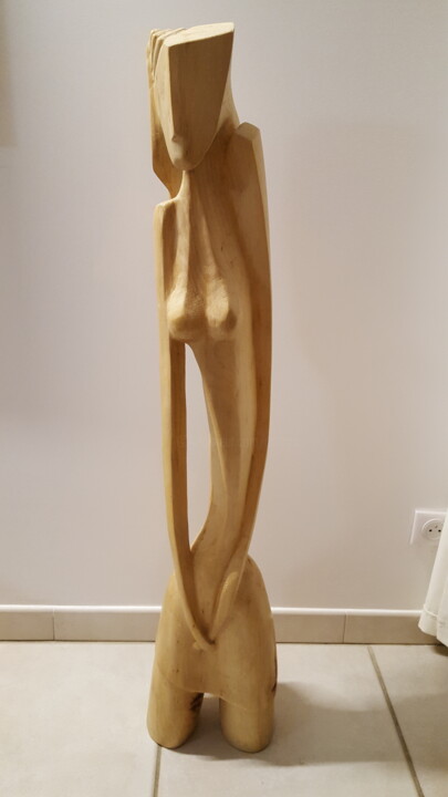 Skulptur mit dem Titel "Ronde et anguleuse" von Max Bernard, Original-Kunstwerk, Holz