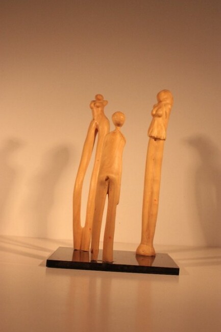 Sculpture intitulée "Causeries - à trois…" par Max Bernard, Œuvre d'art originale, Bois