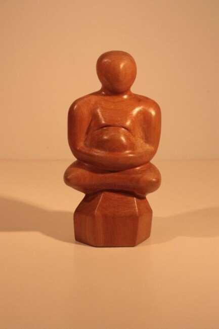 Sculpture titled "Boudha - en plein a…" by Max Bernard, Original Artwork, Wood