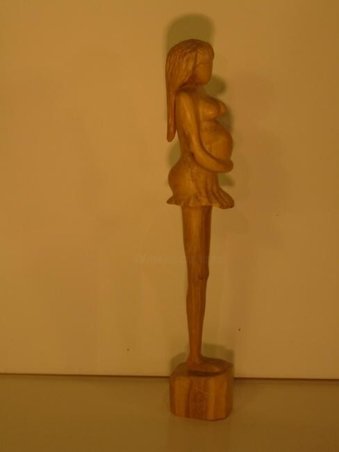 Rzeźba zatytułowany „Enceinte et sexy” autorstwa Max Bernard, Oryginalna praca, Drewno