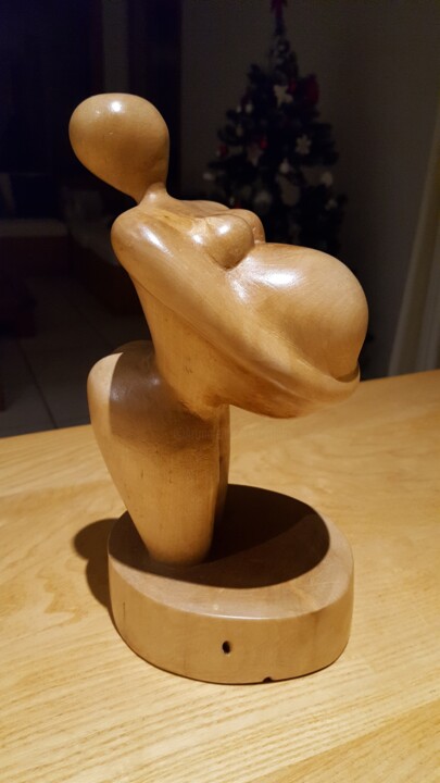 Sculpture intitulée "L'attente; Rendez-v…" par Max Bernard, Œuvre d'art originale, Bois