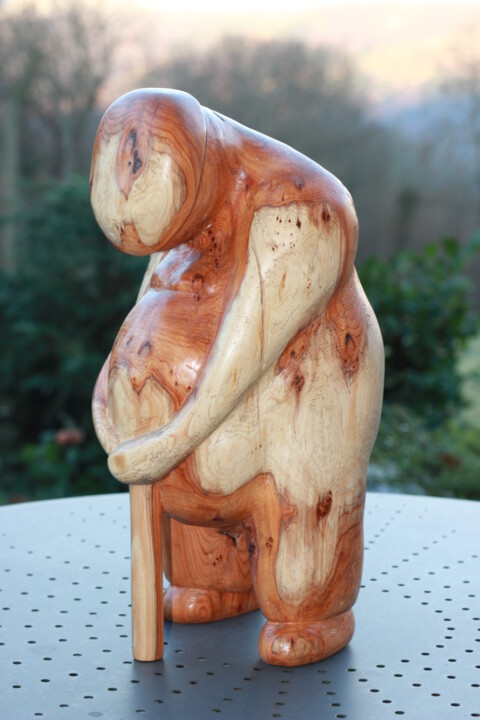 Sculpture titled "Vieil homme" by Max Bernard, Original Artwork, Wood