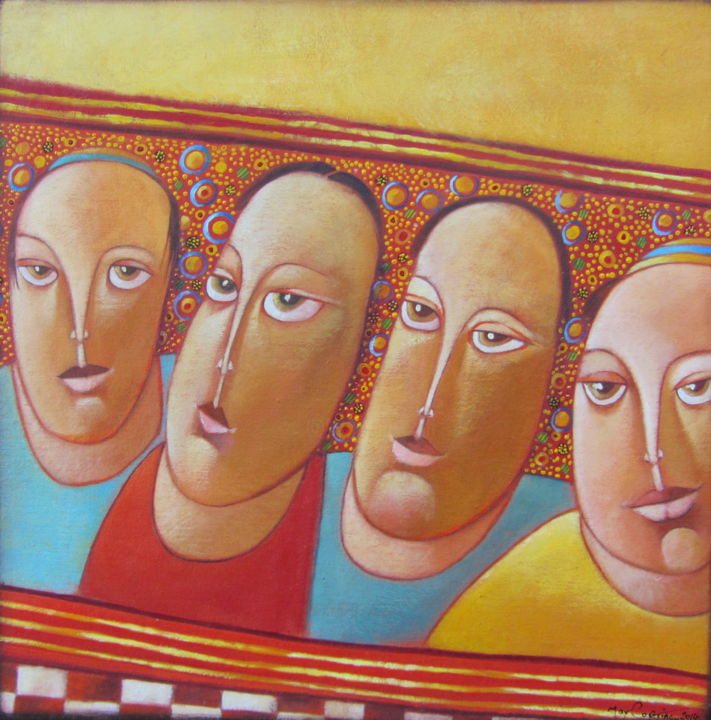 Peinture intitulée "Les quatres amis" par Max Cortial, Œuvre d'art originale, Acrylique