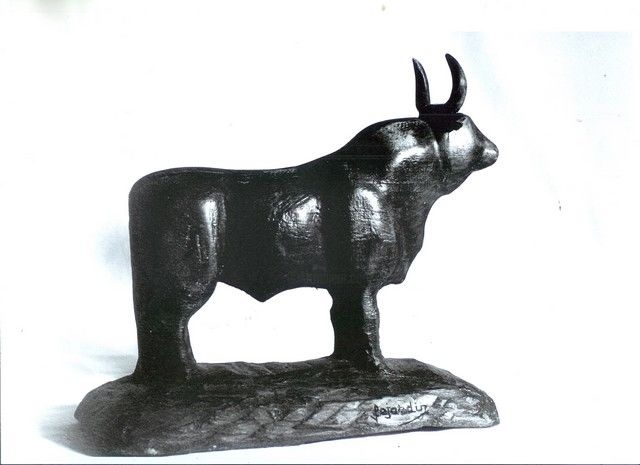 Sculpture intitulée "Taureau Bois 3D" par Max Dejardin, Œuvre d'art originale