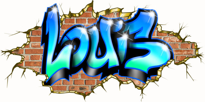 "Louis Graffiti Name" başlıklı Resim Maxime Blachère tarafından, Orijinal sanat, Dijital Resim