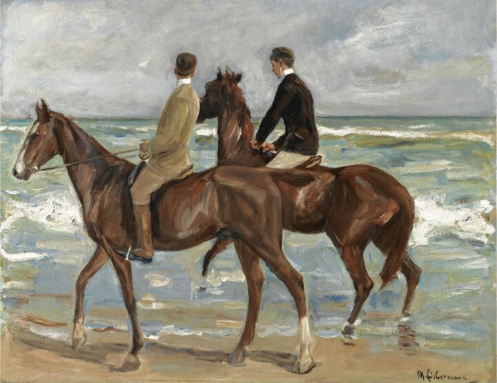 Картина под названием "Deux cavaliers sur…" - Max Liebermann, Подлинное произведение искусства, Масло