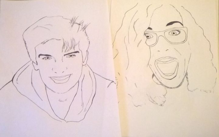 Dessin intitulée "Le couple.jpg" par Max Yo, Œuvre d'art originale, Stylo à bille