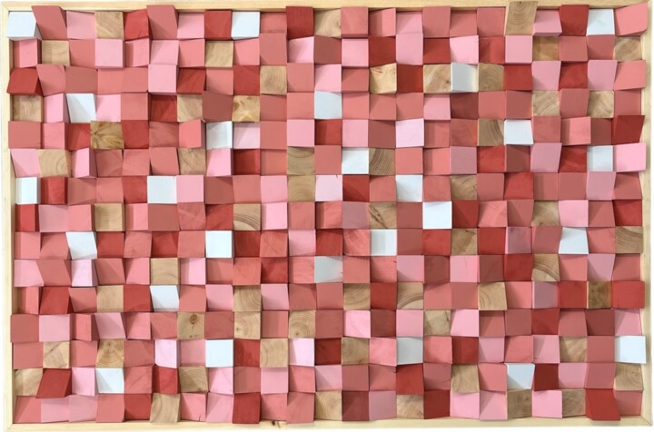 Peinture intitulée "Rose Bonbon" par Maxcas Art, Œuvre d'art originale, Bois Monté sur Panneau de bois