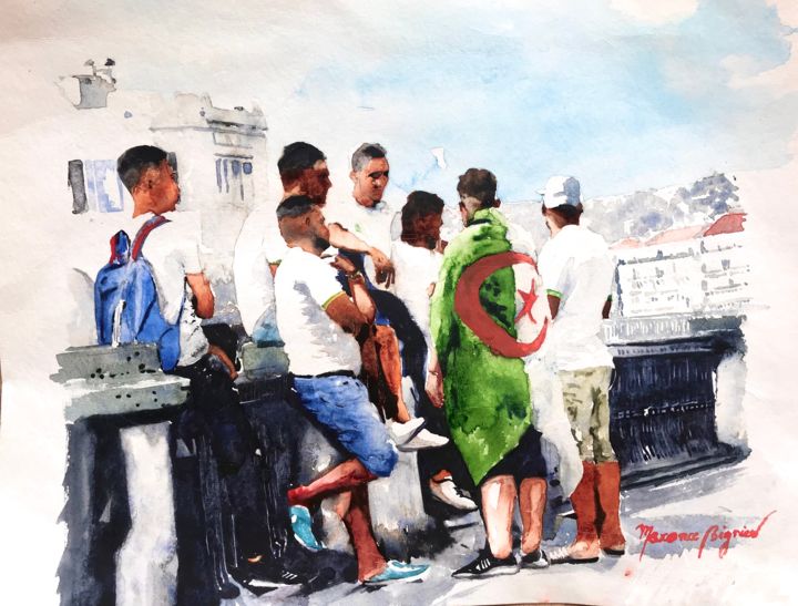 Painting titled "jeunesse revolution…" by Maxence Bignier, Original Artwork, Watercolor