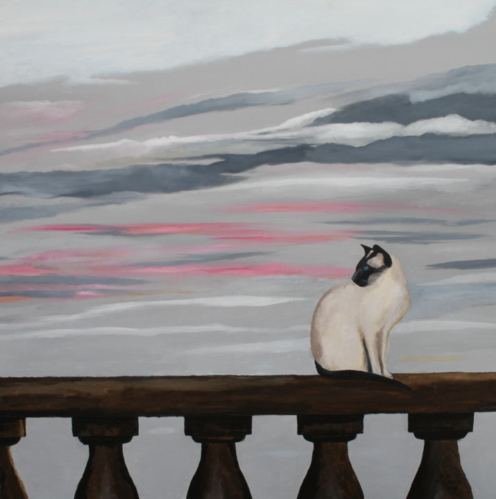 Painting titled "Siamese Cat" by Robert Harris, Original Artwork, Oil