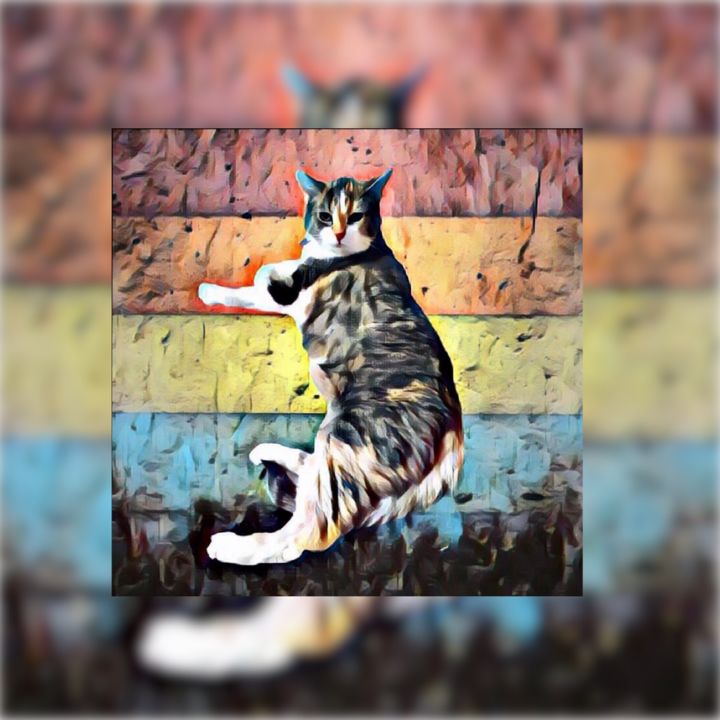 Digital Arts titled "Karma The Cat" by Maxime-Edouard J.M. Tetreault, Original Artwork, Digital Painting