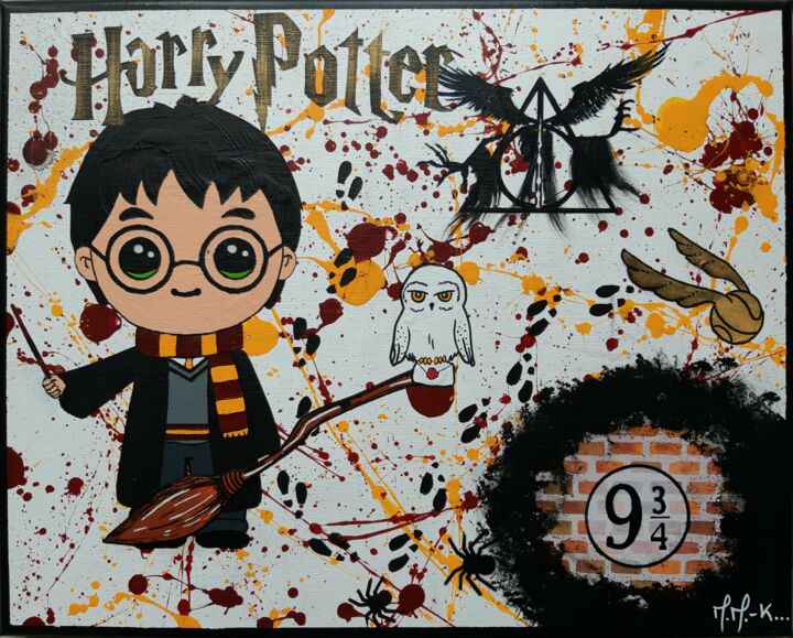 Peinture intitulée "Harry Potter" par Maxime Mourer-Klein, Œuvre d'art originale, Acrylique