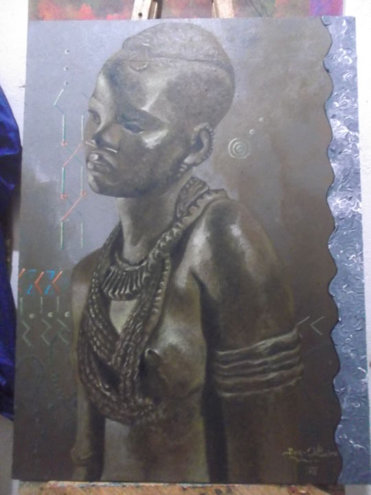 Peinture intitulée "femme-du-fouta-djal…" par Bag-Maxime, Œuvre d'art originale, Acrylique